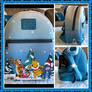 Disney Loungefly Winnie The Pooh and Friends Christmas Holiday Backpack